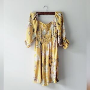 H&M floral yellow and pink dress size M